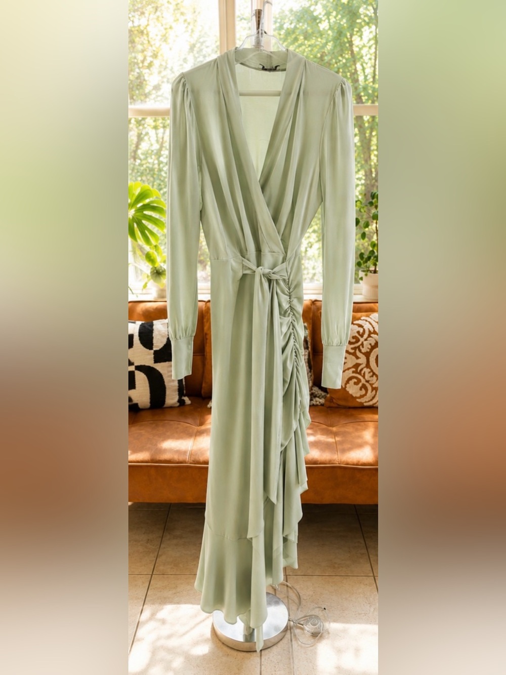 Sage Green Wrap Maxi Dress